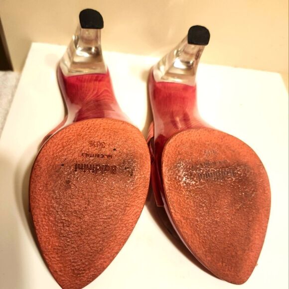 Vtg. Mint Baldinini Pink Leather/PVC Flower Lucite Heel Sandals Sz.6.5 Ret$475 - Picture 12 of 13